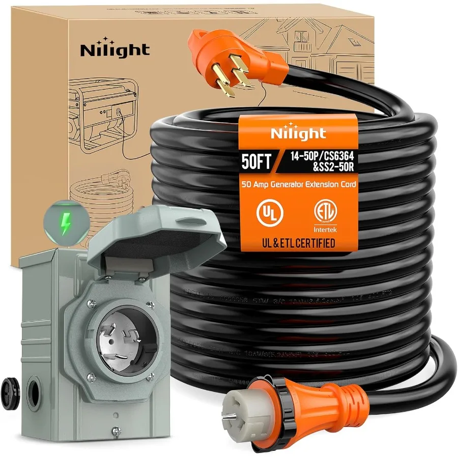 Outdoor Power Inlet Box - Cable de extensión de generador de