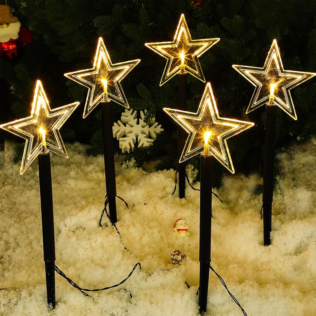 Outdoor Solar Power Xmas Lights - 5 uds luces de camino de