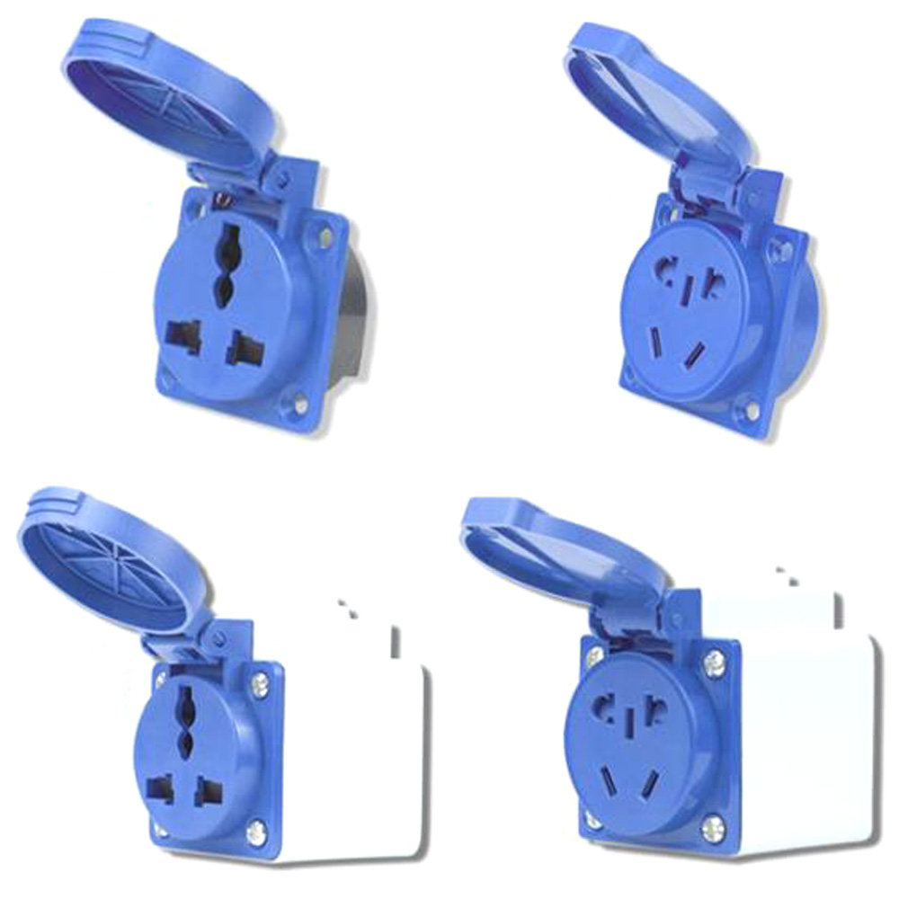Outdoor Power Inlet Box - Enchufe Eléctrico Industrial Multifunción Azul IP54