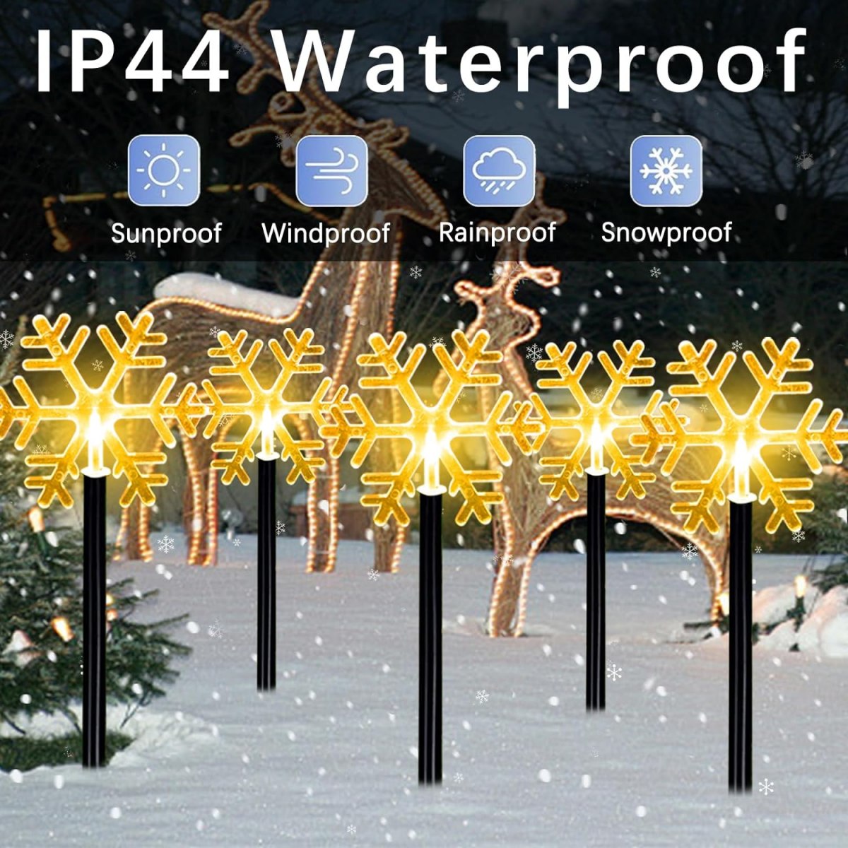 5 uds luces de camino de Navid - Outdoor Solar Power Xmas Lights reseña y precio