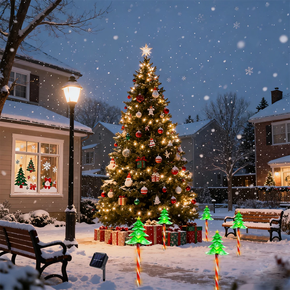 Pop 5 unids/set LED árbol de N - Outdoor Solar Power Xmas Lights reseña y precio