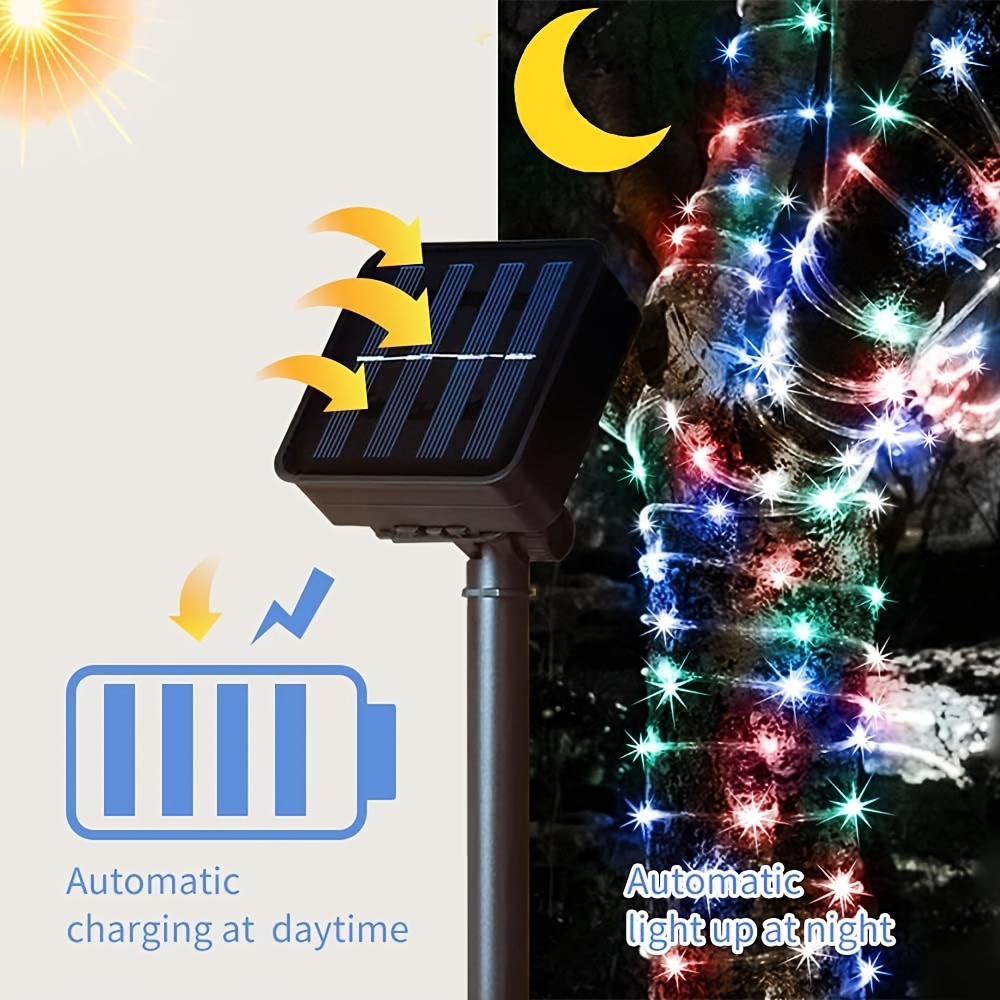 Luz de cuerda Solar, 8 modos,  - Outdoor Solar Power Xmas Lights reseña y precio