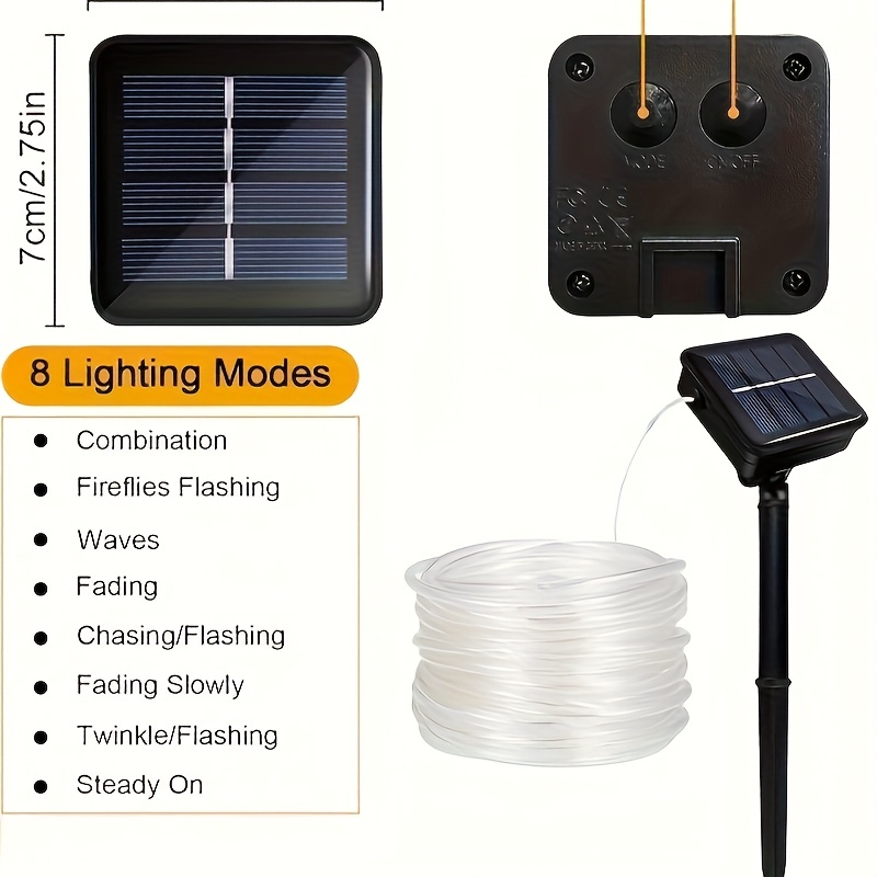 Luz de cuerda Solar, 8 modos,  - Outdoor Solar Power Xmas Lights reseña y precio